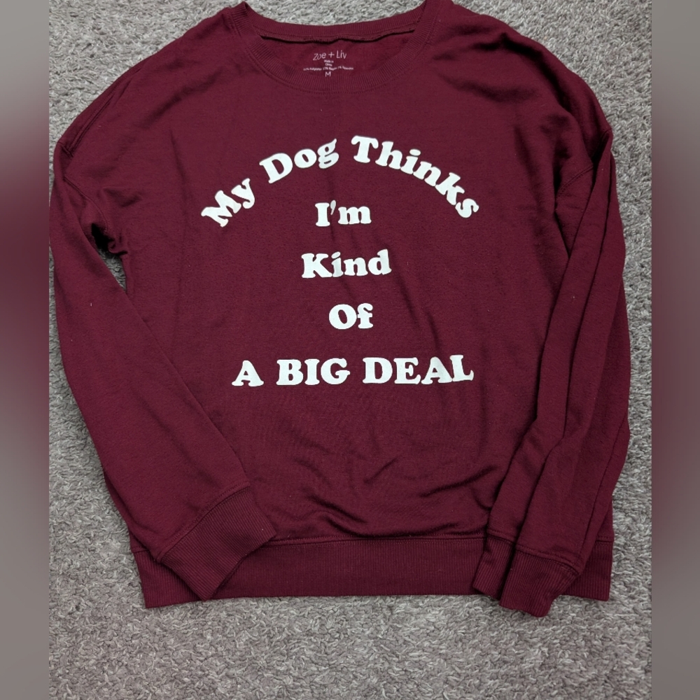 Zoe + Liv Burgundy Crew Neck Sweater